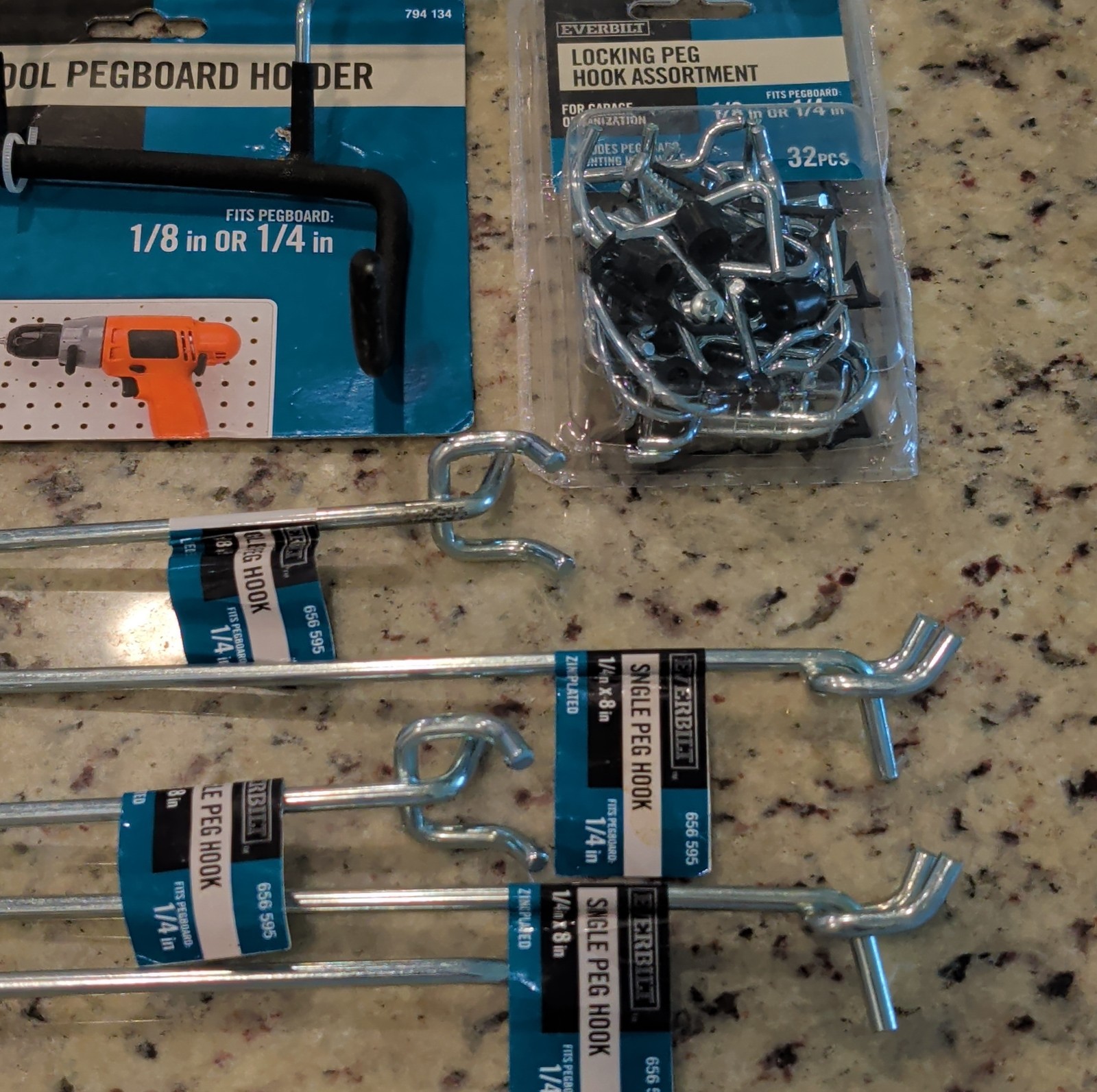 Huge Lot Everbilt Assorted Peg Board Hooks Hangers Brackets Garage Tool Storage
