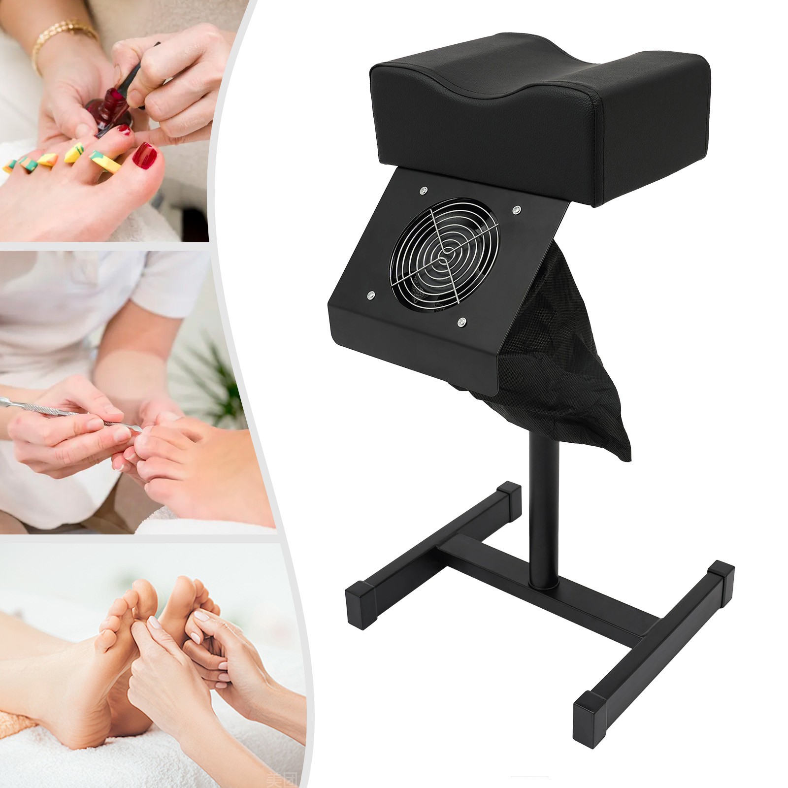 Pedicure Stool Chair Beauty Salon Lift Stool Footrest Nail Bench W/Cleaning Fan