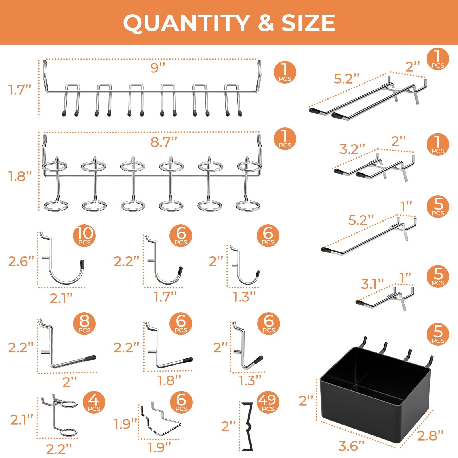 120PCS Pegboard Accessories Organizer Kit, Peg Board Hooks Assortment with Bi...