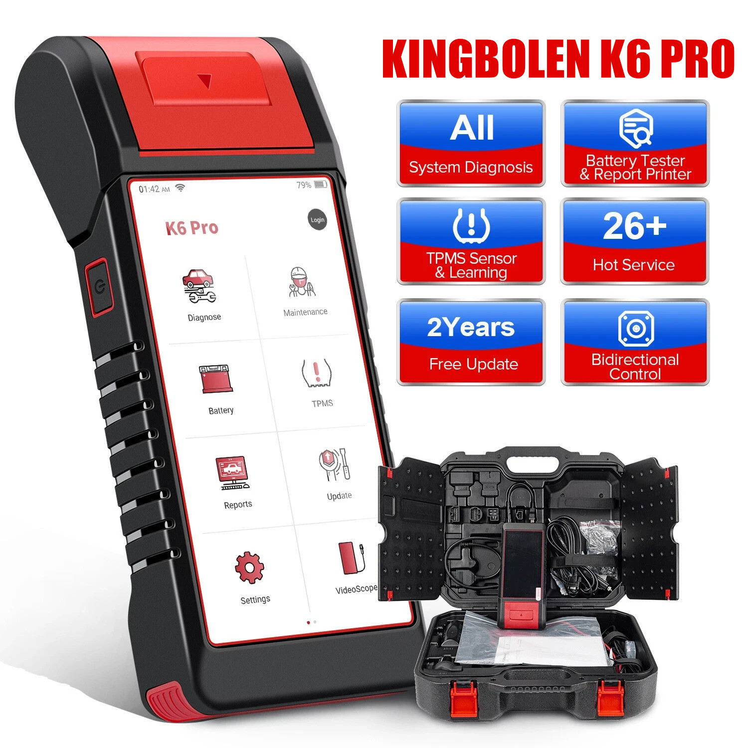KINGBOLEN K6 Pro TPMS Programming Scanner Bidirectional OBD2 Car Diagnostic Tool