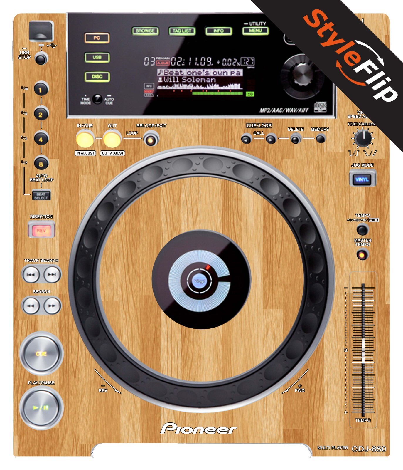 Pioneer CDJ-850 | Wood 5 | Protective Decal | StyleFlip Skins