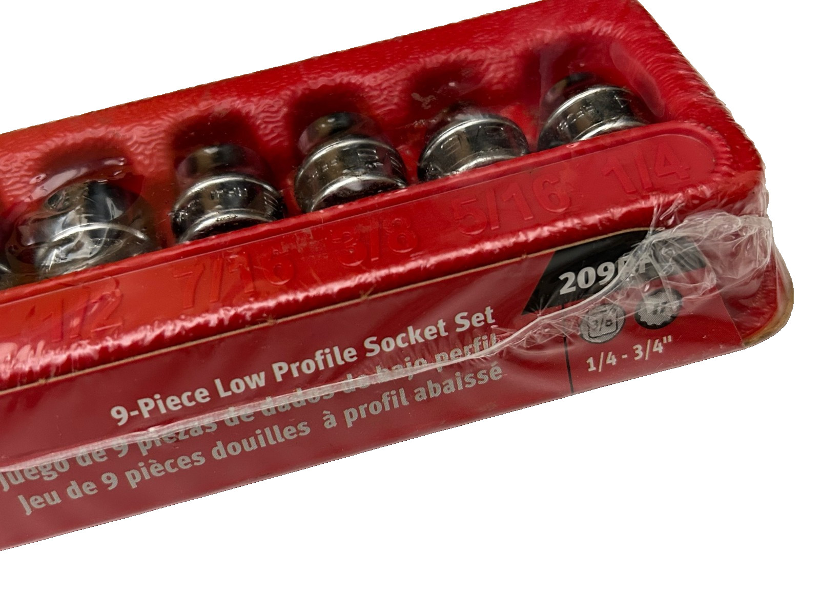Snap-on Tools 9pc 3/8 Drive SAE 12 Point Chrome Low Profile Socket Set 209RF NEW