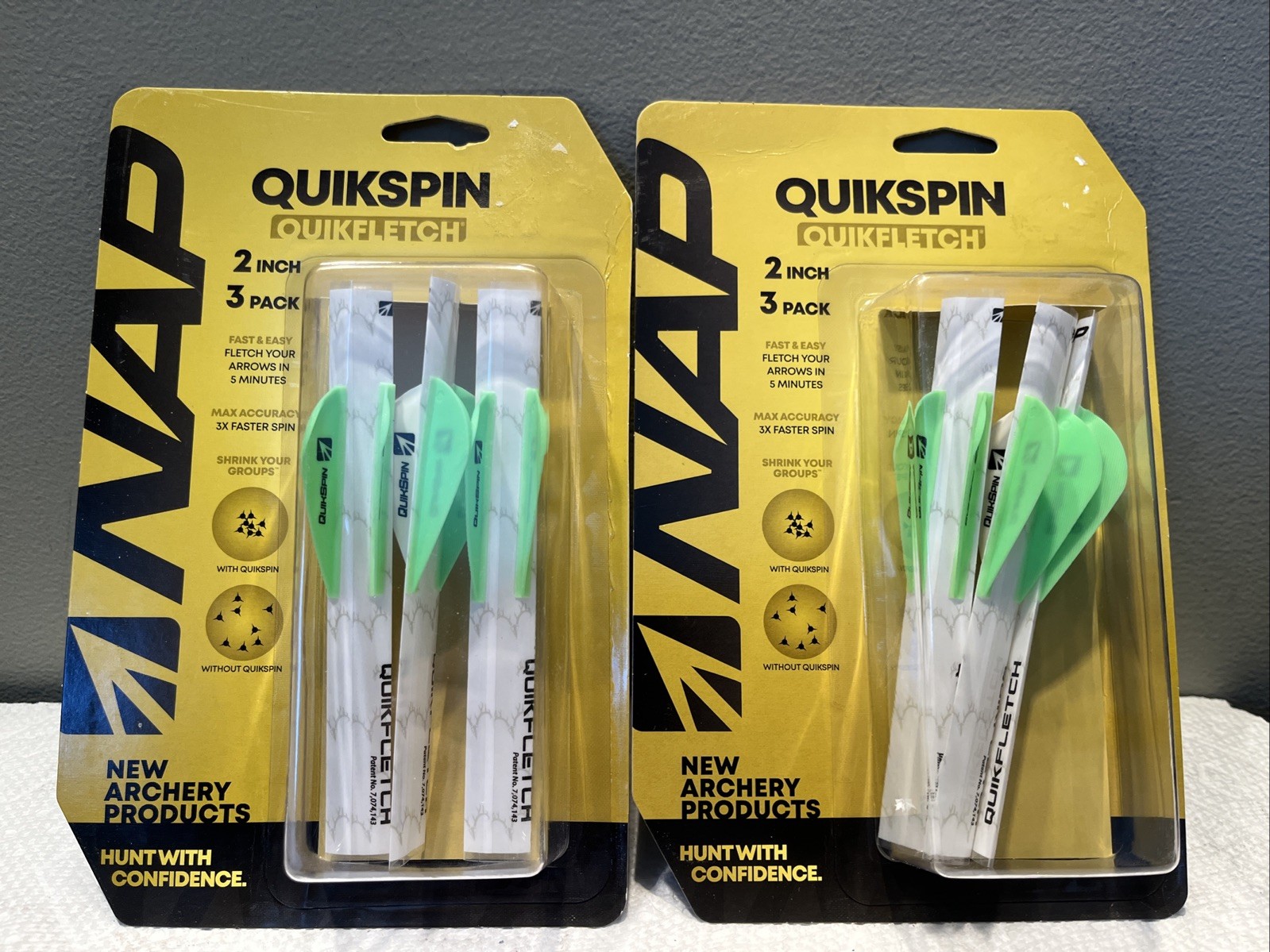 NAP Quikfletch 2" Quikspin Quikfletch 3 pack  White/Green Lot Of 2 NEW