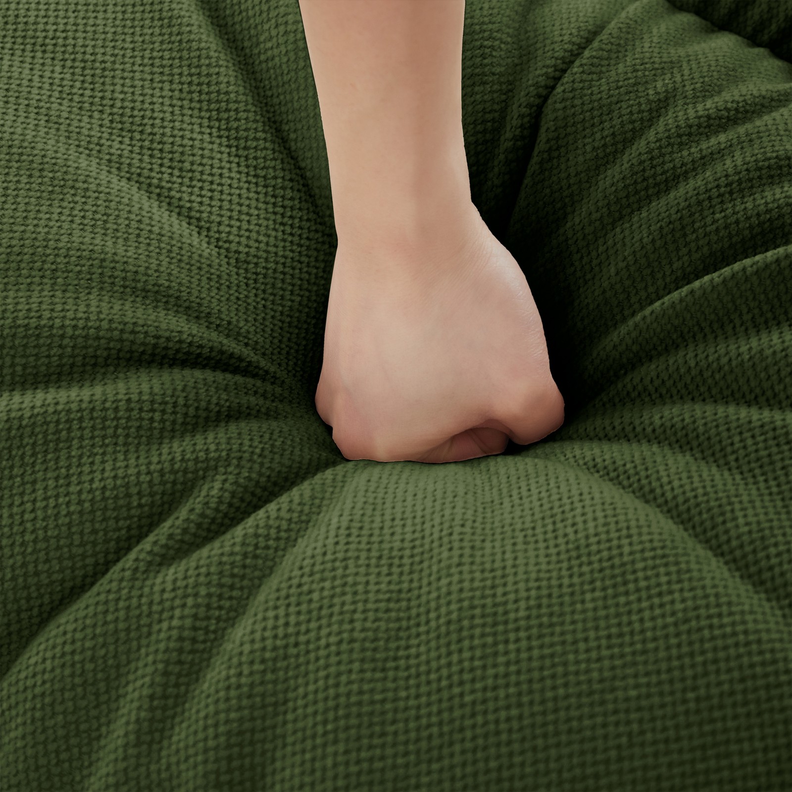 Modular Armless Sofa, Chenille Fabric Green, Ergonomic Plush Backrest
