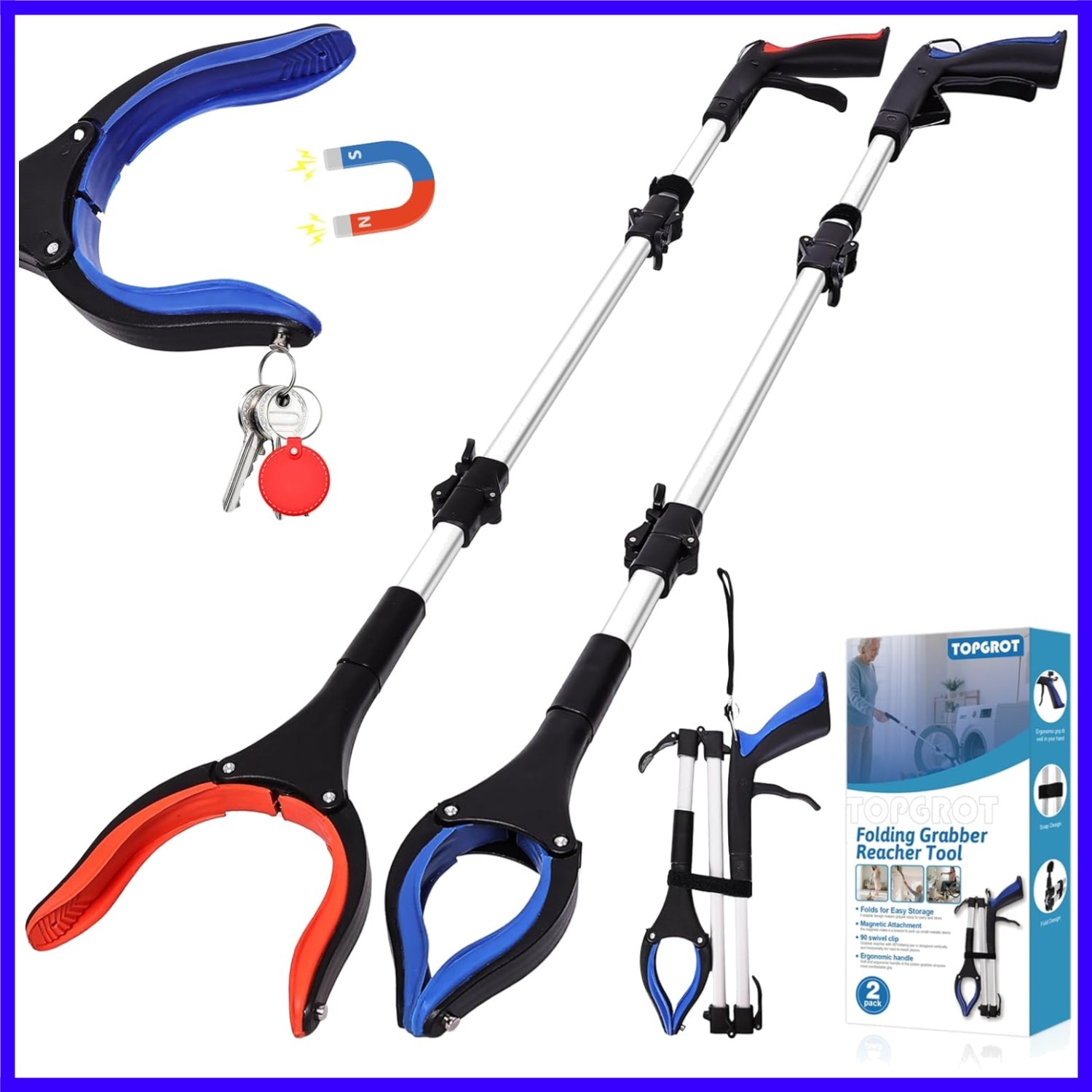 36" Grabber Reacher Tool for Seniors 2 Pack, Foldable Reacher Grabbers Pickup...