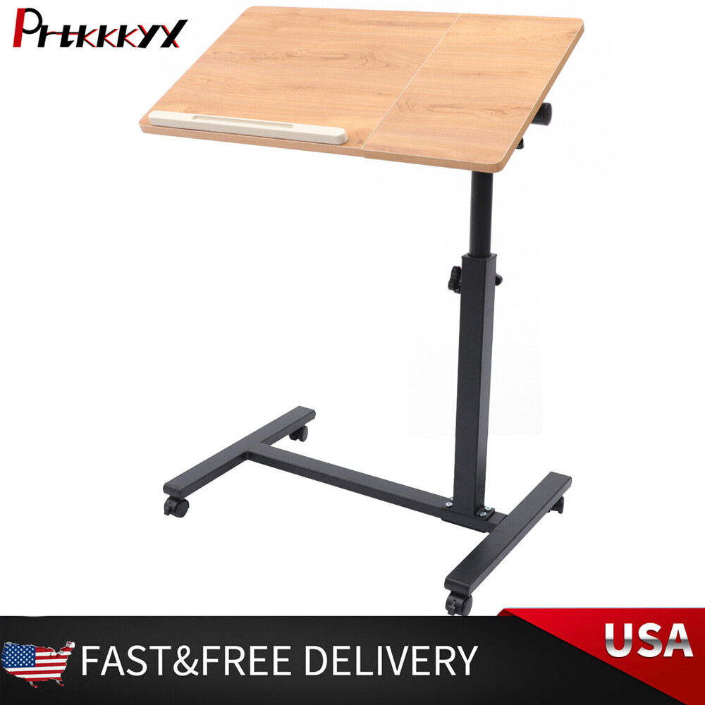 Laptop Desk Angle, Height Adjustable Rolling Cart Over Bed Hospital Table Stand