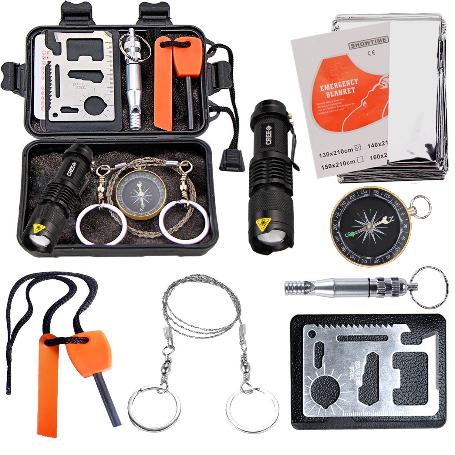 Survival Kit Outdoor Emergency Gear Kit for Camping Hiking Travelling or Adve...
