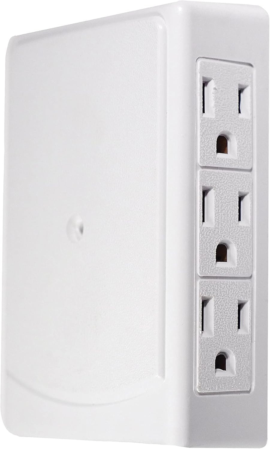 6-Outlet Side Mount Wall Tap Adapter, White - Unique Space-Saving Design, Heavy