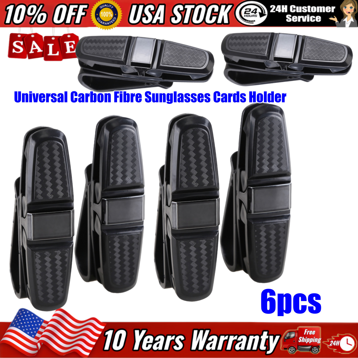 Universal Sunglasses Holders for Car Sun Visor Card Storage Holder Nuevo 6PCS