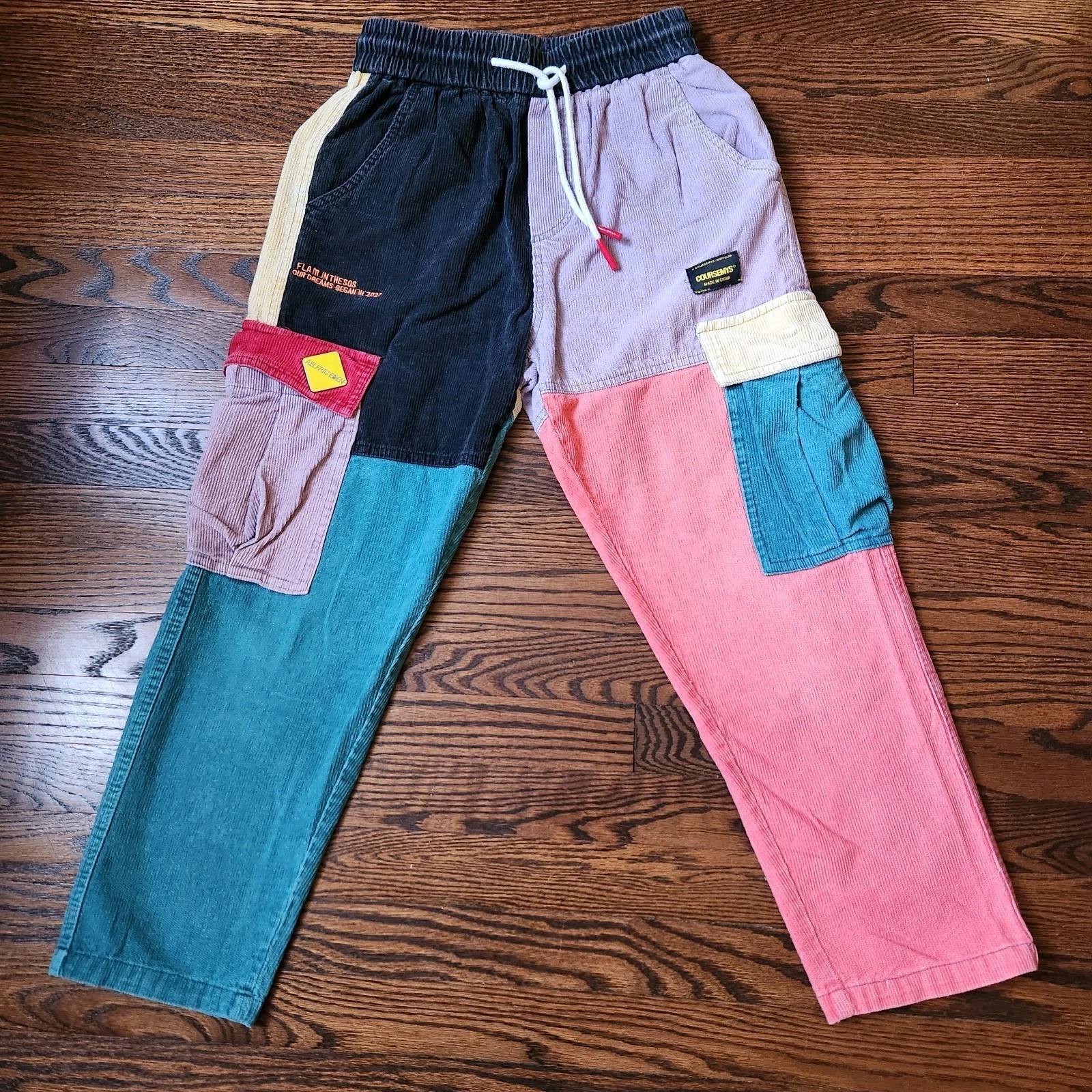 Aelfric Eden Back to 90s Patchwork Colorblock Pants XS ~ Streetwear Costume FLAW