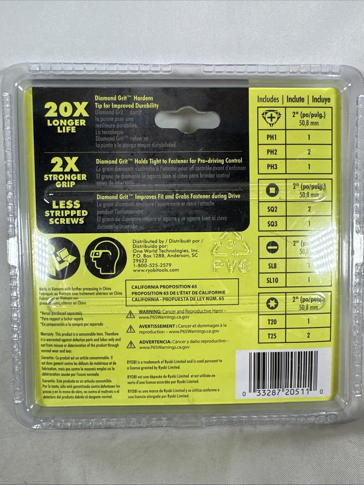 12 PC. 2" Diamond Grit Impact Drive Bits
