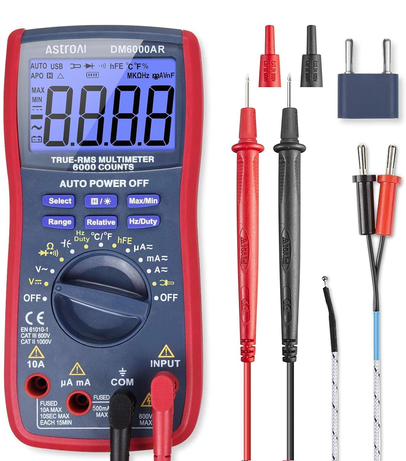 Astroai Digital Multimeter, True RMS 6000 Counts Auto-Ranging Volt Meter for Aut