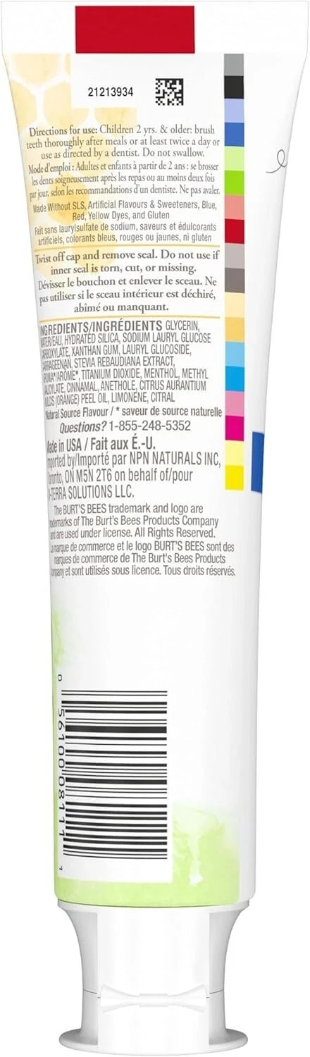 3PACK Burt's Bees Kid's Toothpaste, Fluoride Free, Fruit Fusion, 95 mLno tariffe