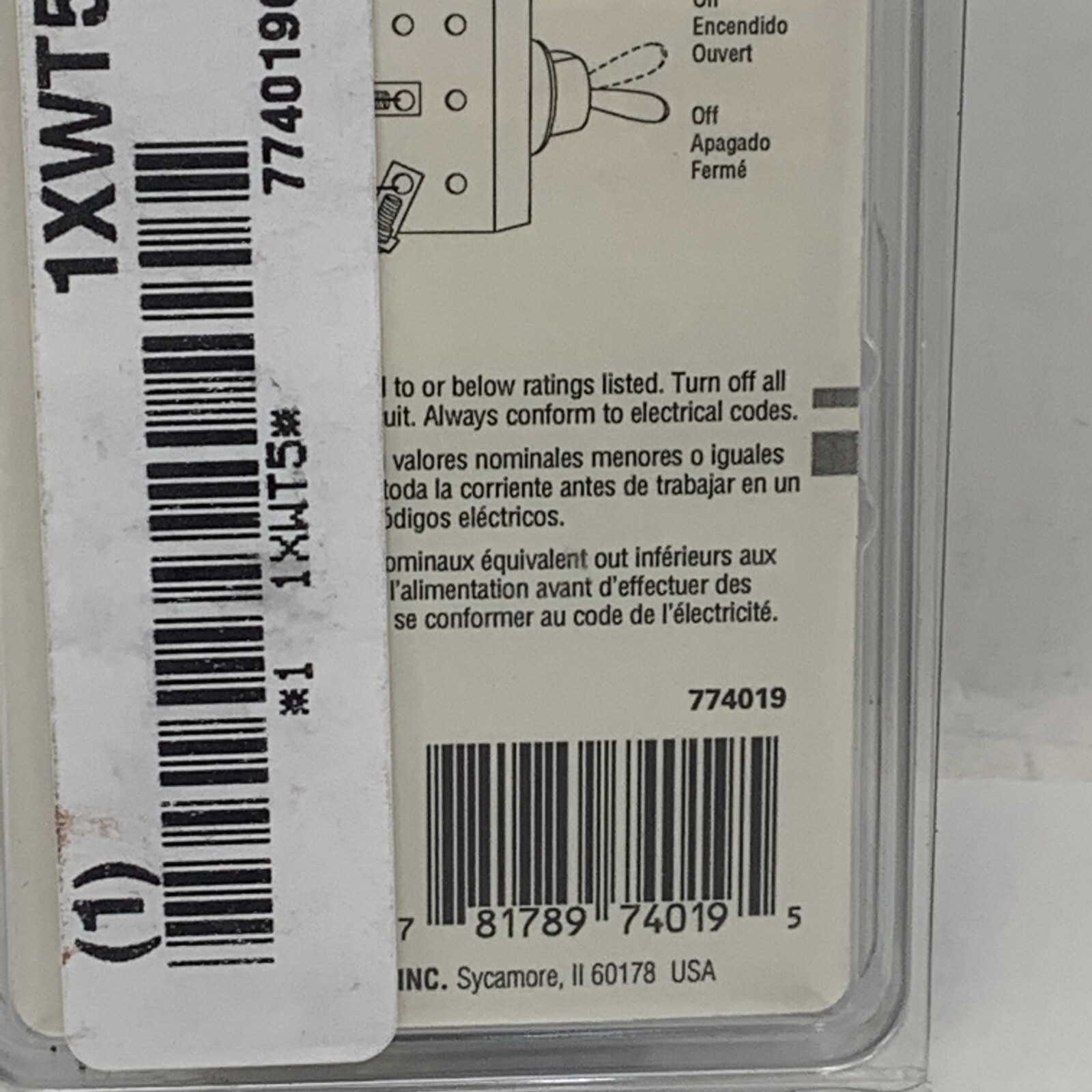 Ideal 774019 Toggle Switch, Double Insulated, SPST, O-F, Screw