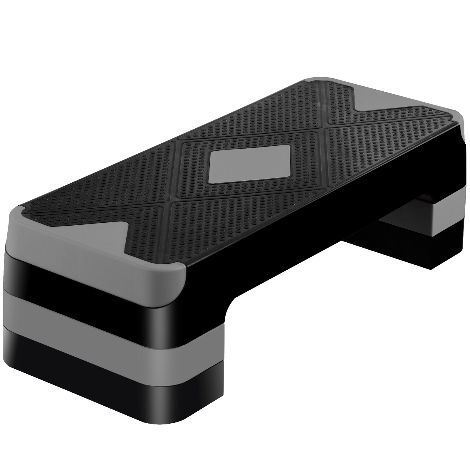 Aerobic Step Platform Exercise Step Adjustable Height 4"-6''-8' w/4 Risers Grey