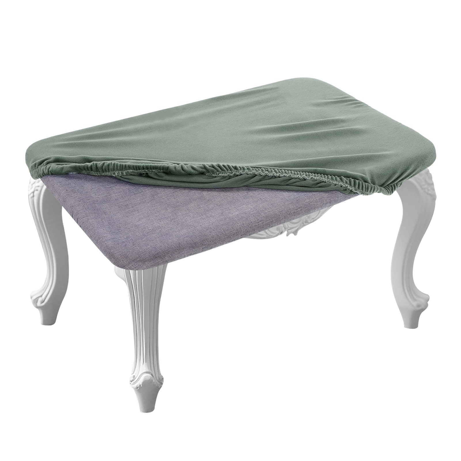 2 Pcs 16 x 12 Inch Stool Covers Rectangle, Polyester Chair Seat Cover, Green