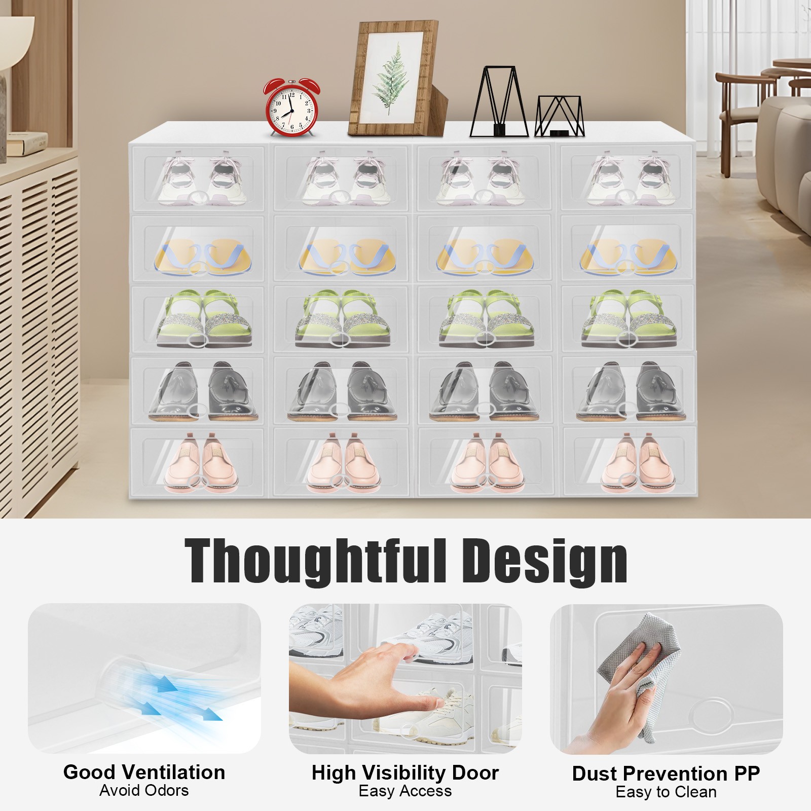 20Pcs Sneaker Display Case Organizer Stackable Shoe Storage Box Durable Plastic