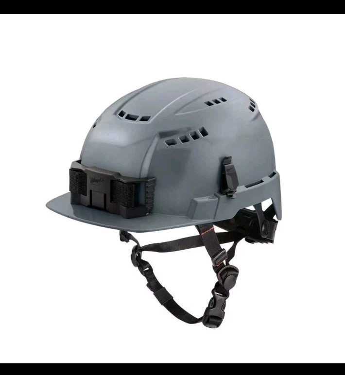 Milwaukee Gray Front Brim Vented Helmet,W/Face Shield Type 2 ClassC/Work Or Play