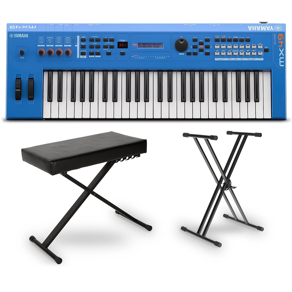Yamaha MX49 49Key Music Production Synthesizer Essentials Bundle Blue