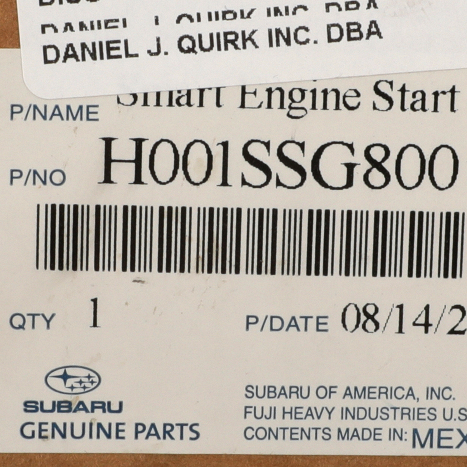 Genuine Subaru Remote Engine Starter H001SSG800
