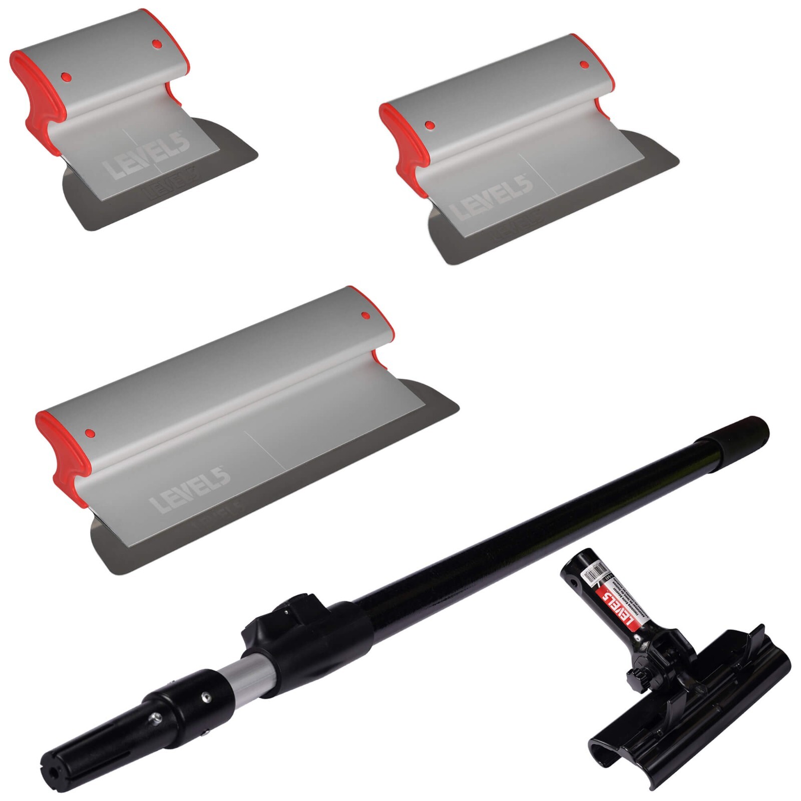 LEVEL5 Drywall Skimming Blade Set 7", 10" & 16" w/ 38.5"-63" Ext. Handle | 5-439