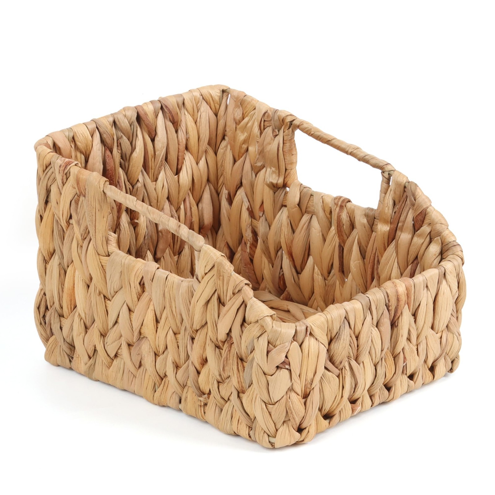 Wicker Basket with Handles Handwoven Trapezoid 7.48x9.44x6.49 Inch Natural