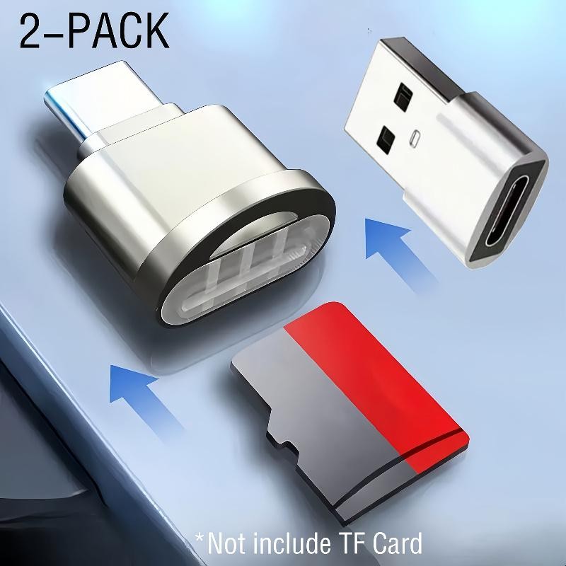 2 Pack Type C SD TF Card Reader Memory Card Adapter USB C to USB