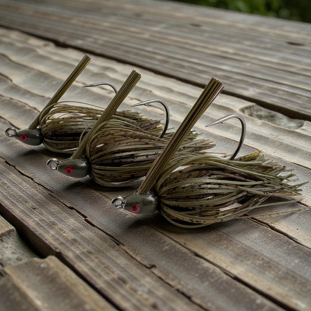 3-Pack Hand-Tied 1/4-oz. Green Pumpkin Swim Jigs