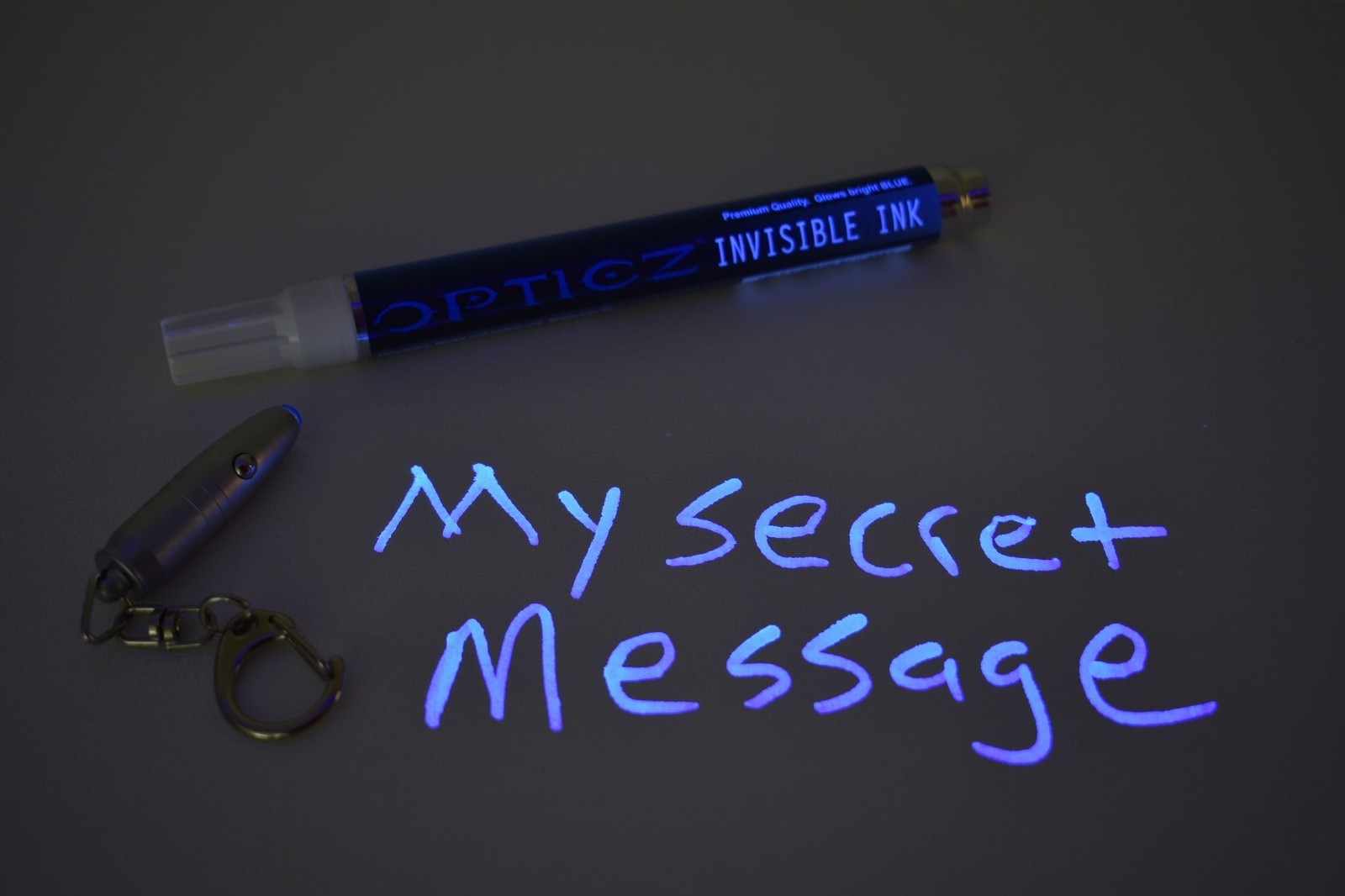 Opticz All Purpose Blacklight Reactive Invisible Blue Ink Marker with UV Light