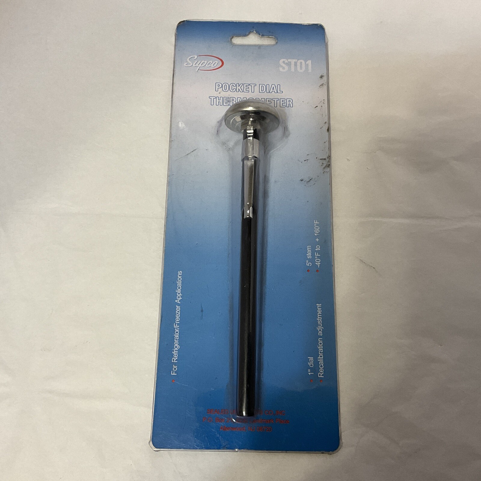 Supco ST01 POCKET DIAL THERMOMETER 1” Dial 5” Stem -40F To +160F