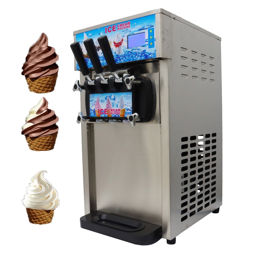 110V 3 Flavors Soft Ice Cream Machine Electric Ice Cream Maker 1200W 16-18L/H