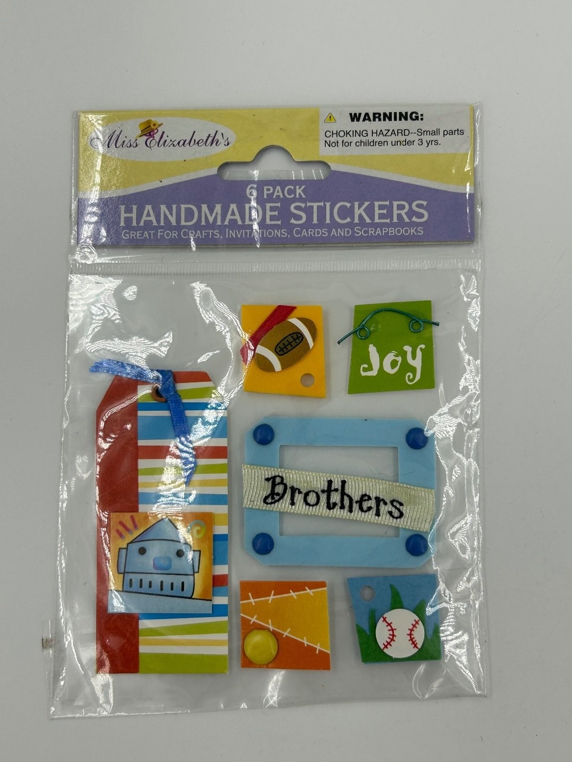 Miss Elizabeth's Handmade Stickers 6 Pack Baseball Football Knight Scrapbook