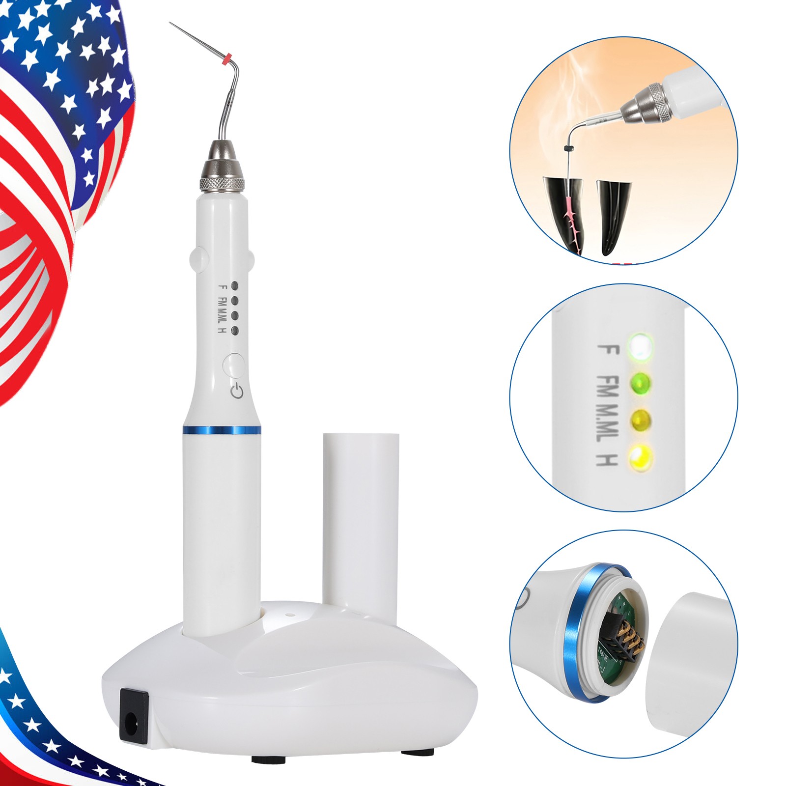 Dental Gutta Percha Obturation Pen 2S Heating Double Charging w/ 4 Endo Tips