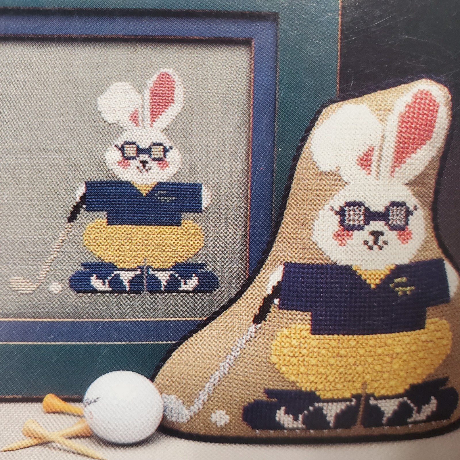 Twisted Threads Brushstrokes Golf Bunny Easter Husband Man Susan Hays Vtg Bunnie