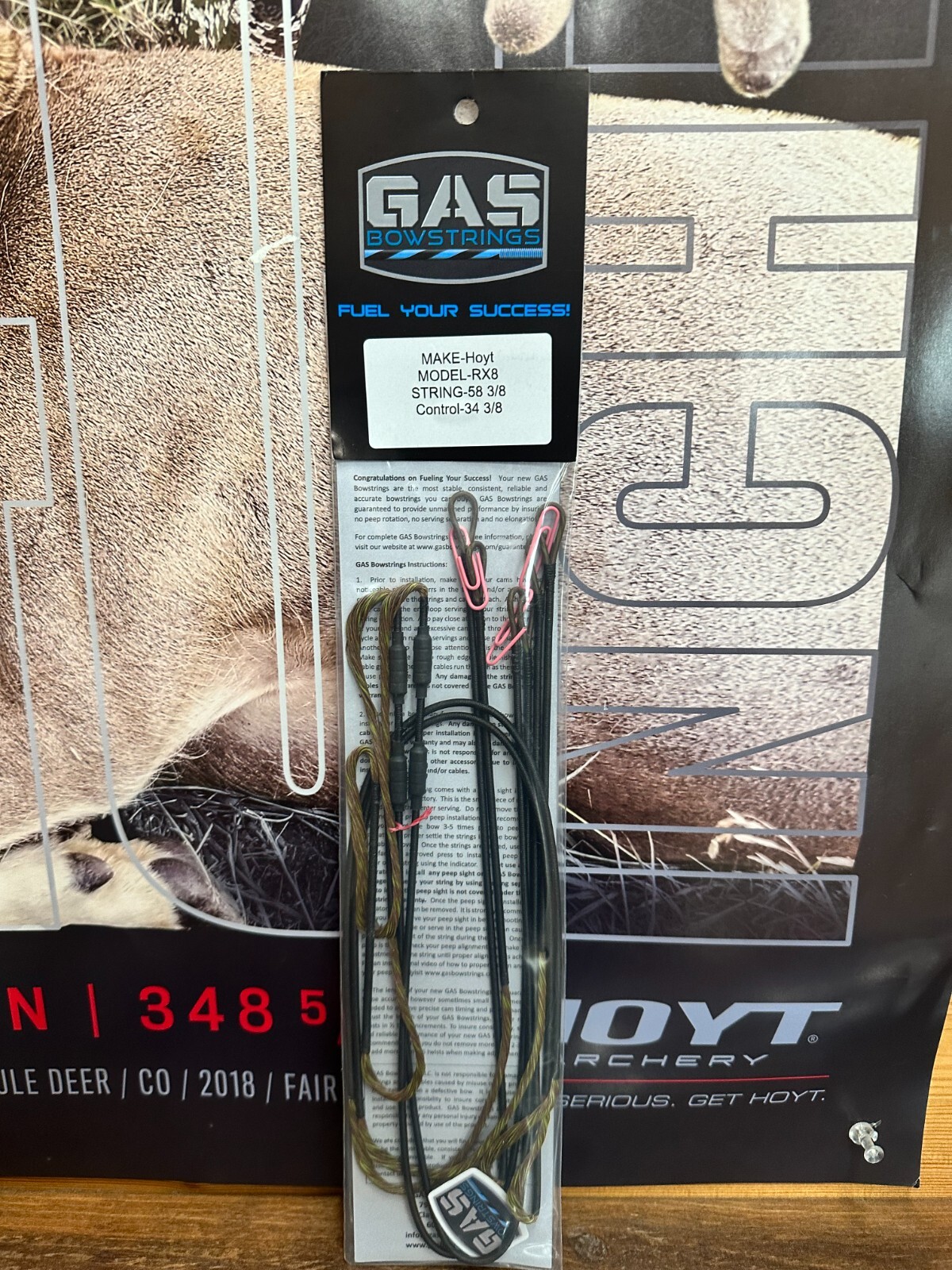 Gas Bowstrings Hoyt RX-8 Ghost Camo Strings w/ Black Nocks Ghost  XV RX8