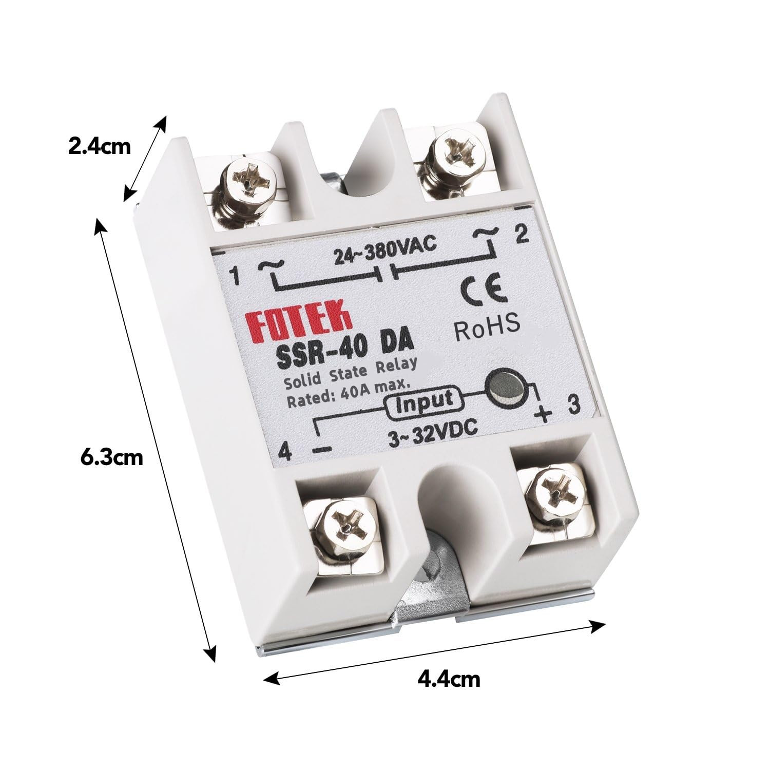3PCS SSR-40DA Solid State Relay Single Phase Semi-Conductor Relay Input 3-32V DC