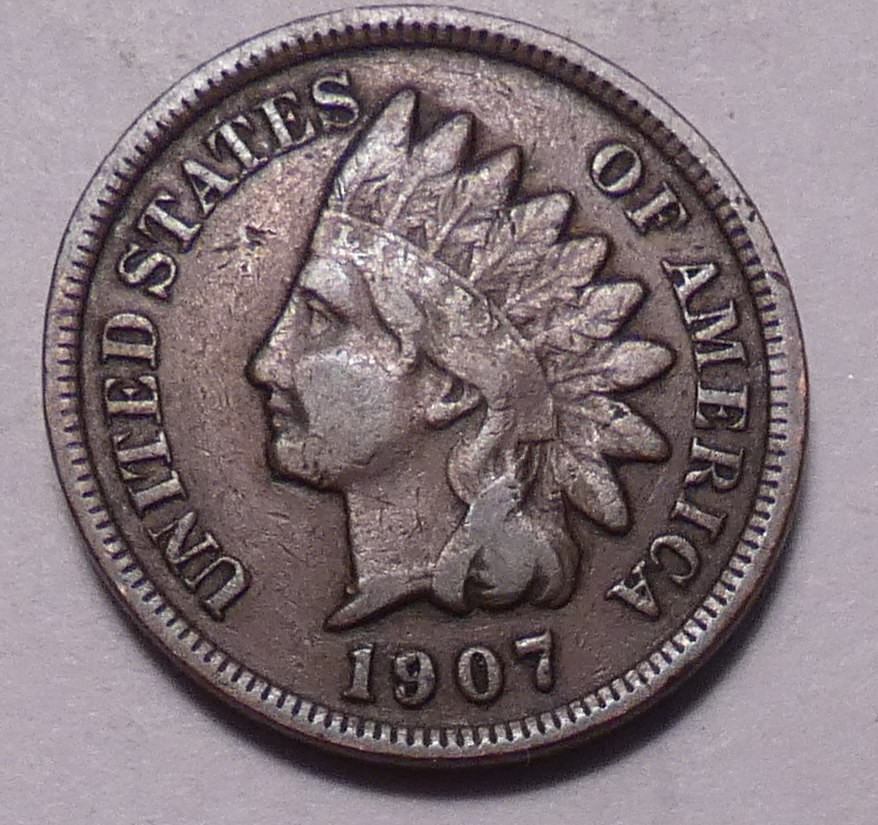 1907 Indian Head Cent Penny - IHC - Liberty Visible