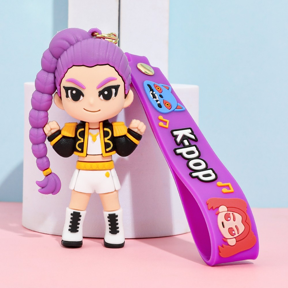 KPOP Demon Hunters Tiger PVC Figure Keychain Cute Harajuku Style Key Ring Fans
