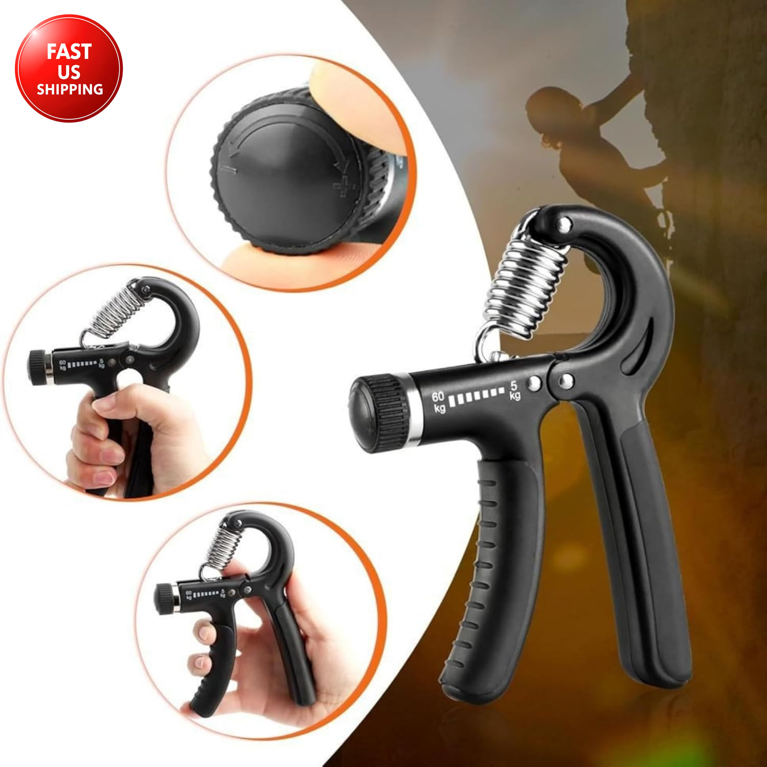 2 Pack Grip Strength Trainer, Hand Grip Exerciser Strengthener with Adjustable R
