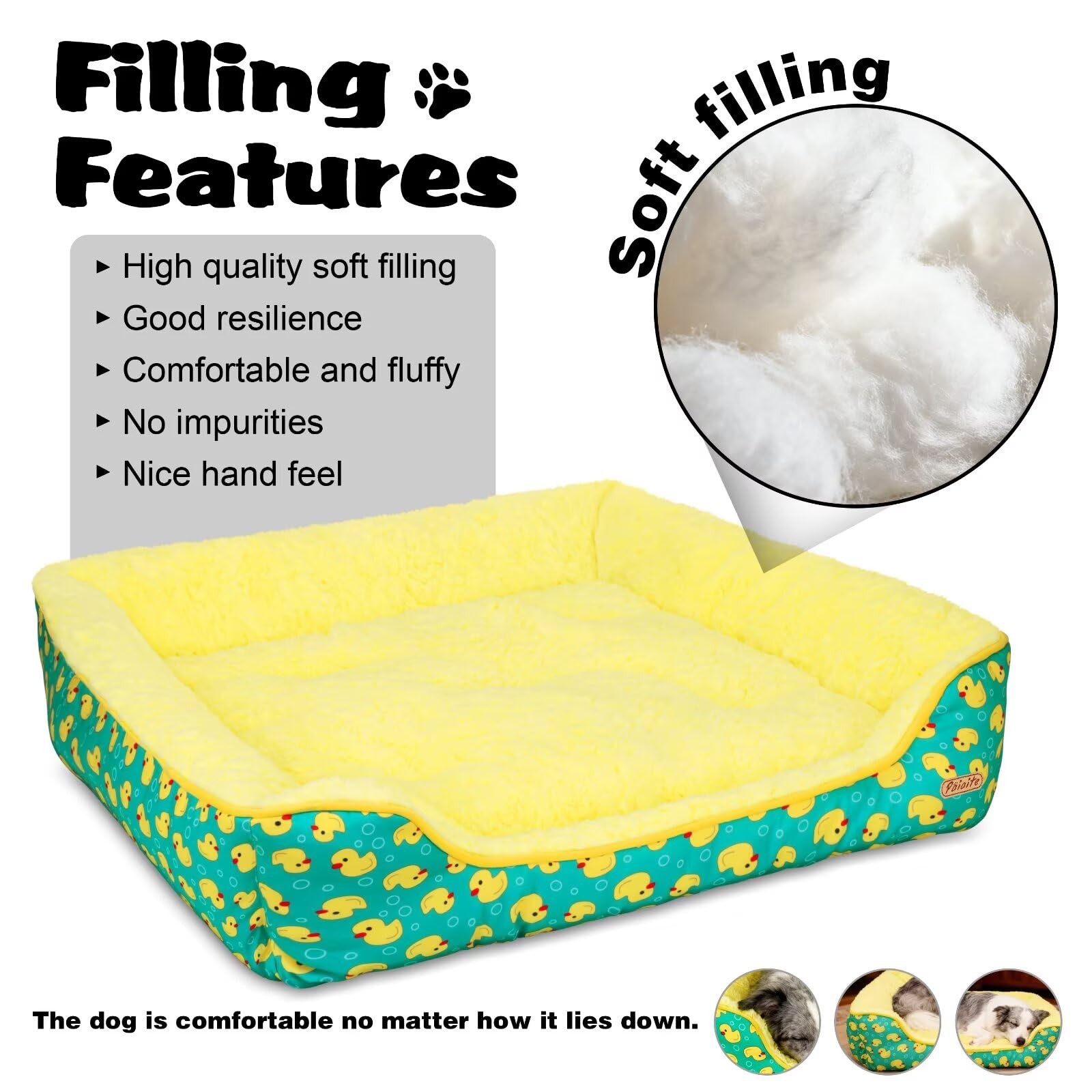 Rectangle Washable Dog Bed for Large, Medium & Small Dogs – Soft Calming Puppy B