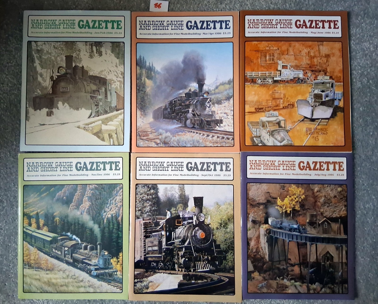 1986 Narrow Gauge and Short Line Gazette Full Year Model Railroad Train Magazine