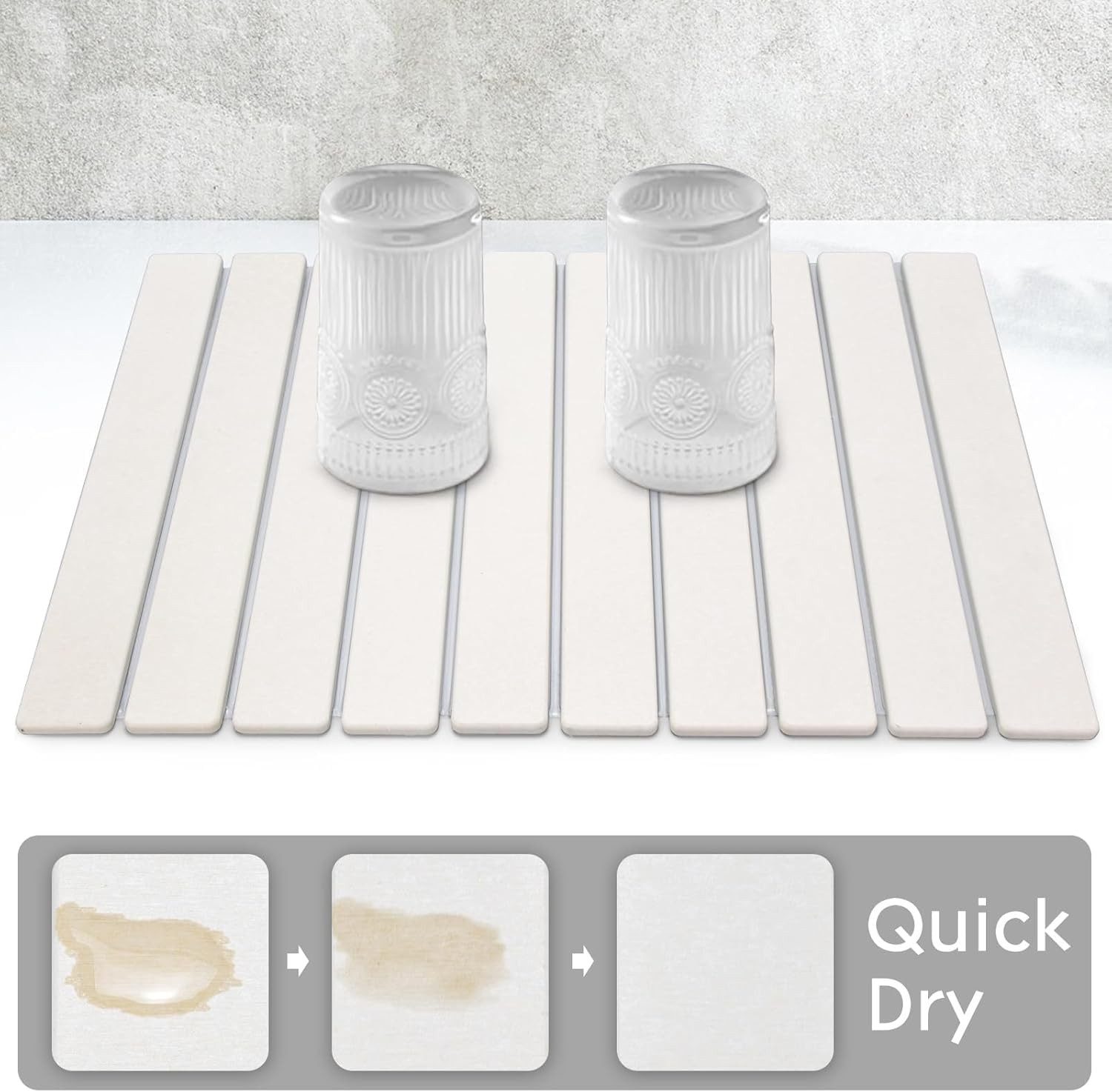 Large Stone Dish Drying Mats for Kitchen Counter, 23"(L)×15"(W) Quick Dry Col...
