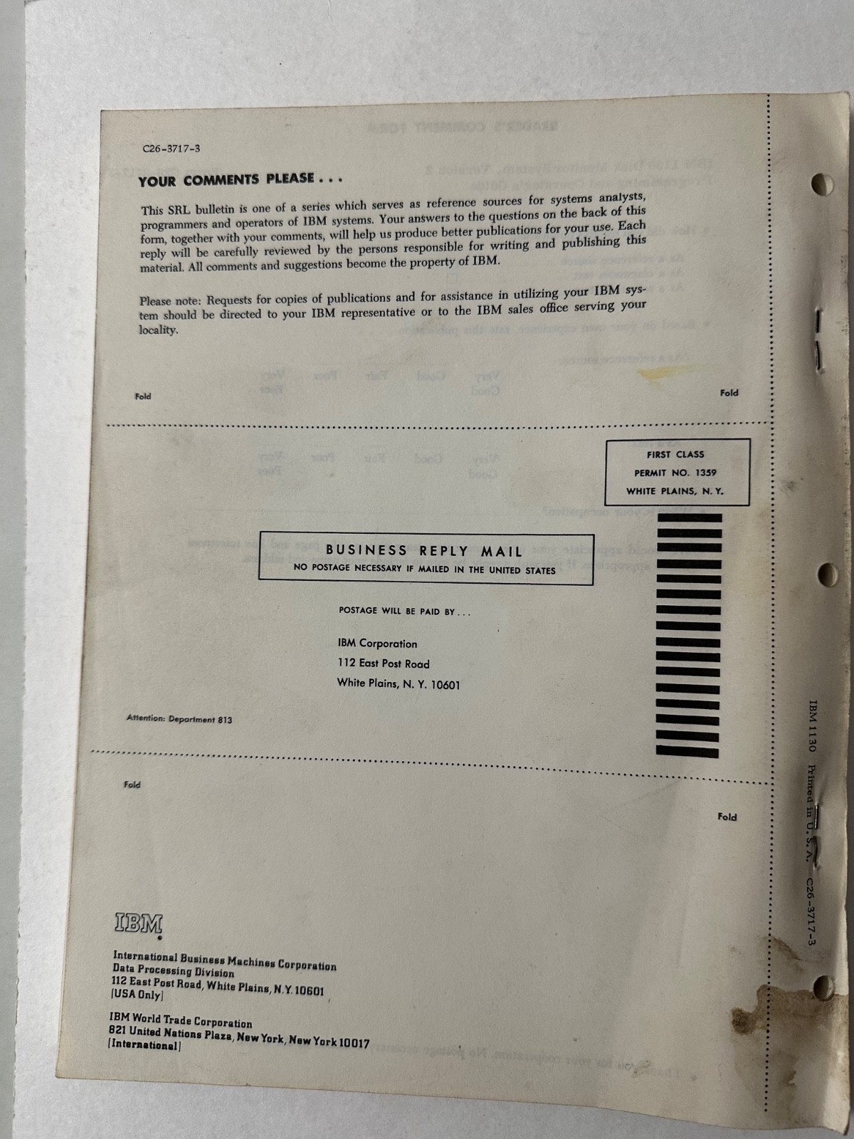 IBM SYSTEMS REFERENCE LIBRARY Original 1130 Disk Mon System USER’S GUIDE- 1968!