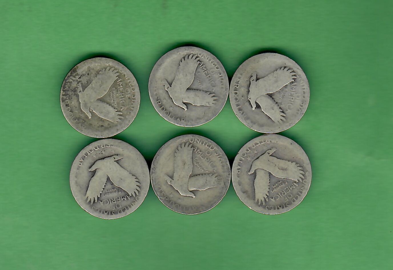 90% SILVER QUARTERS - STANDING LIBERTY - LOT OF 6 - NO DATES