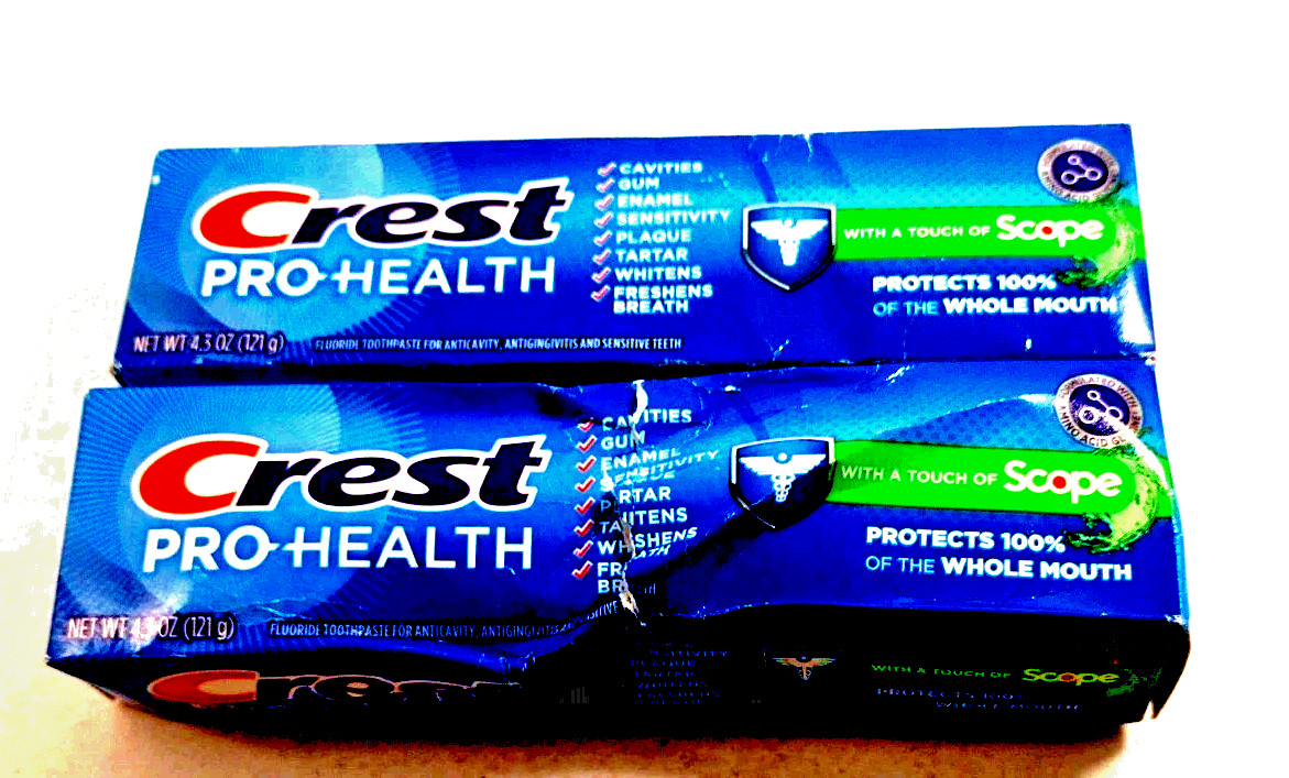 2 pack Crest ProHealth w Scope 4.3 oz Fluoride Toothpaste Exp 1/27