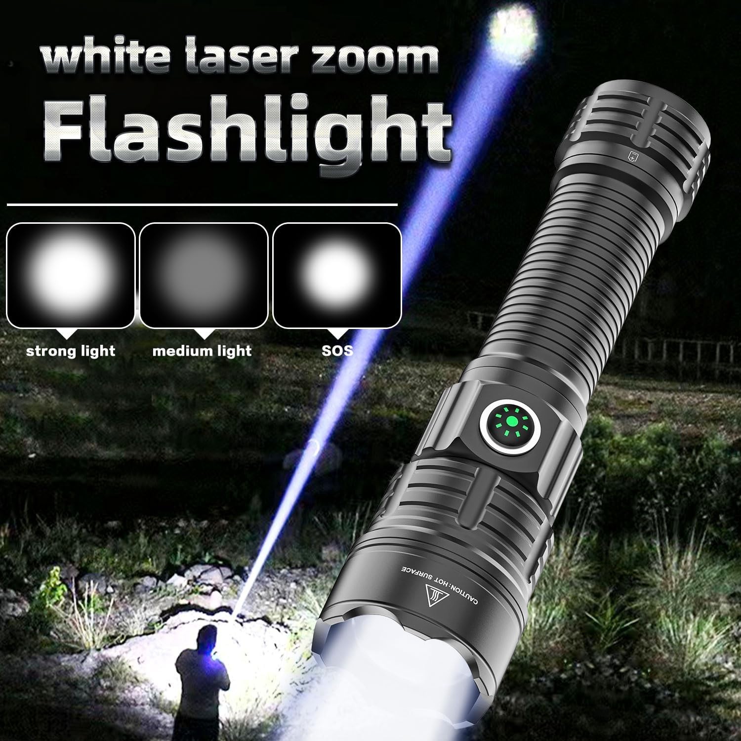 haixnfire Tactical Flashlight Type-C USB Rechargeable 6000 lumens Zoomable LED W
