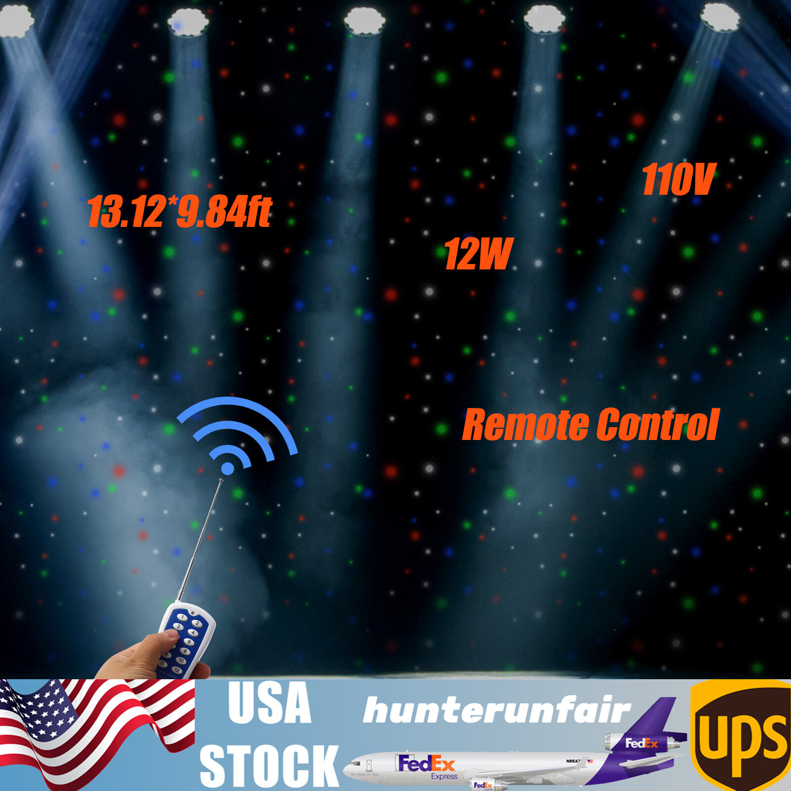 LED Stage Star Backdrop Wedding Party Xmas Curtain Backdrop DMX512 Controller