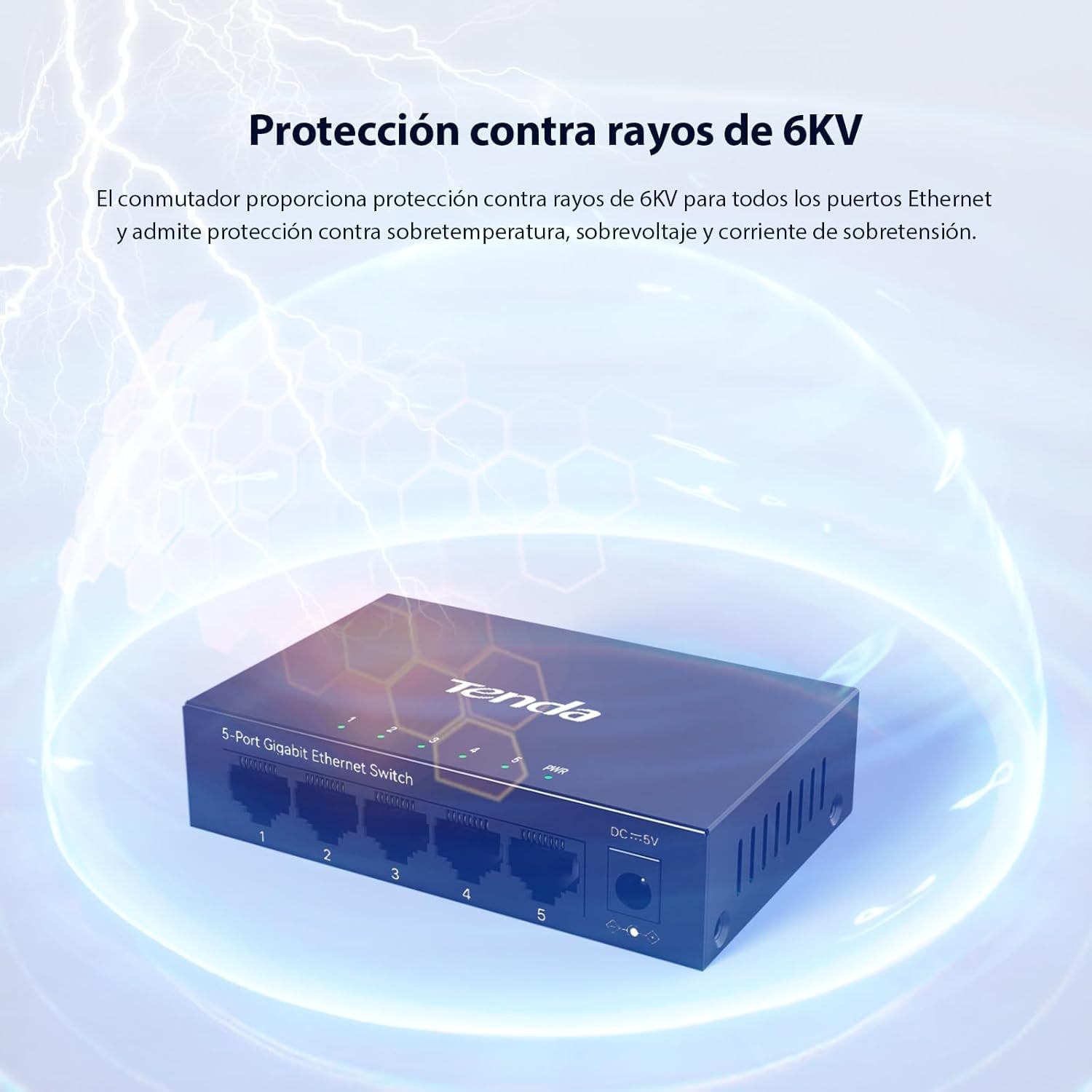 5 Port Gigabit Switch Unmanaged Ethernet Network Splitter Metal TEG1005D