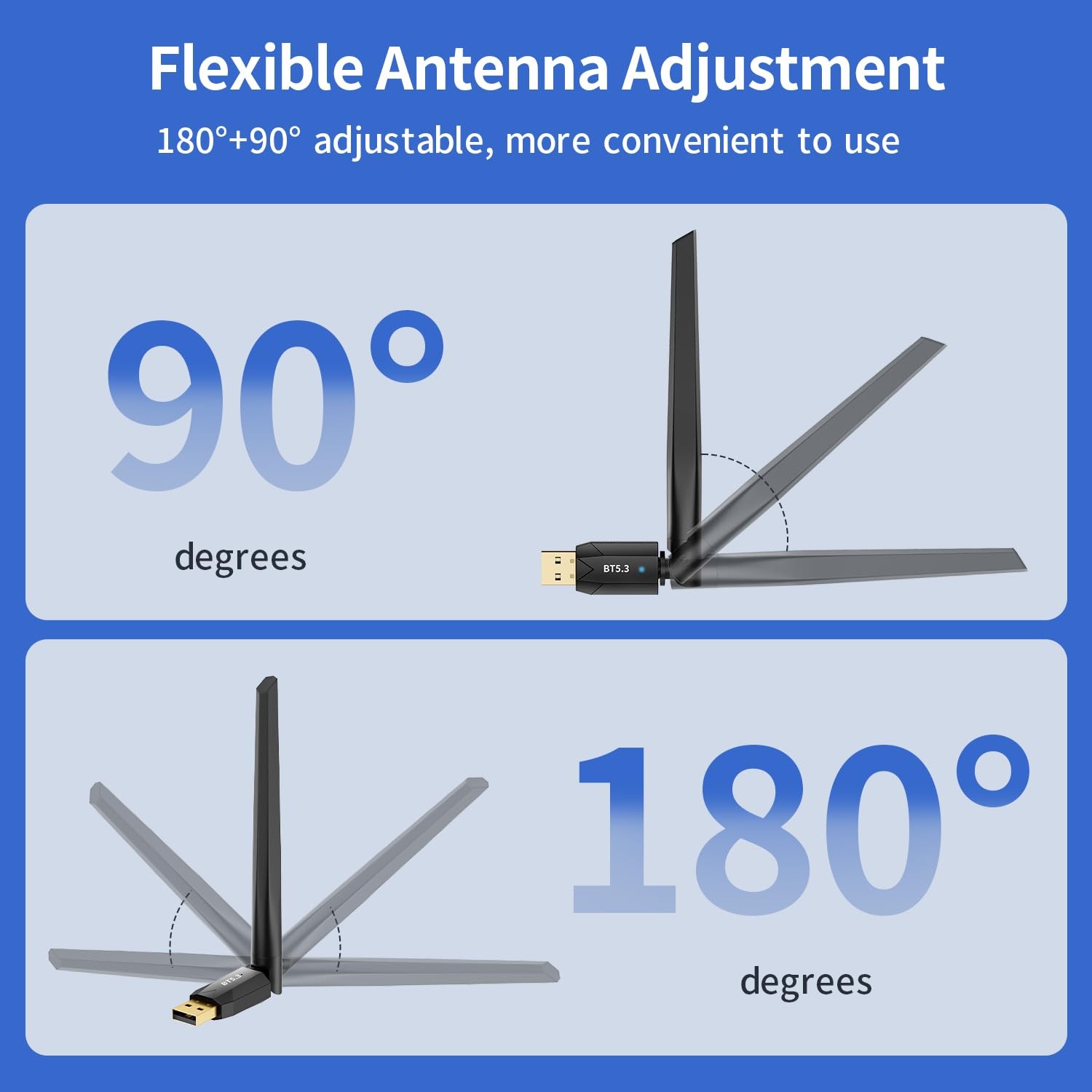 Long Range USB Bluetooth 5.3 Wireless Adapter Dongle Antenna For PC Windows