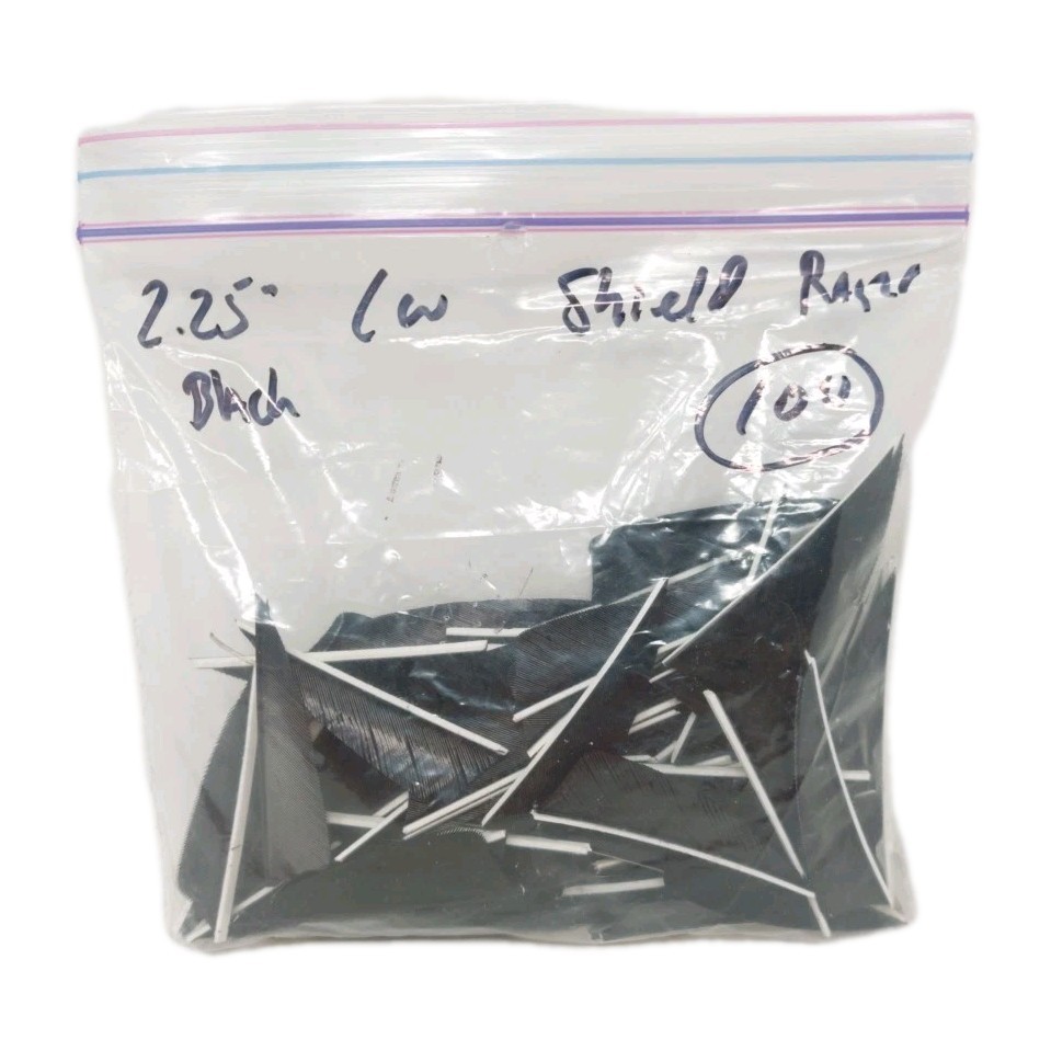 100 Pack Archery Arrow Feathers 2.25" Left Wing: Shield Rayzr Black